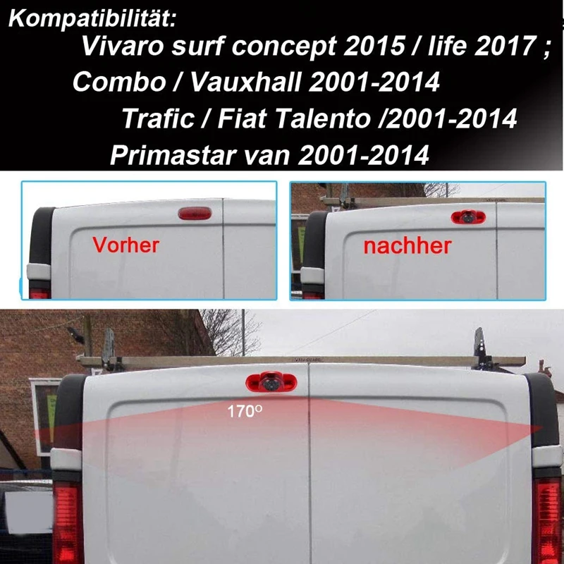 High Definition Waterproof IR Night Vision Rear View Backup Brake Light Camera for Renault Trafic 2001-2014 Opel/Vaxhall Vivara |