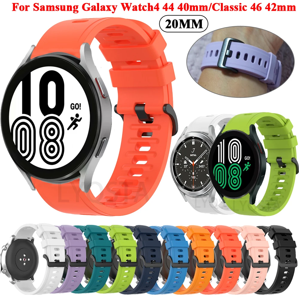 

20mmSilicone Wrist Strap For Samsung Galaxy Watch 4 Classic 42 46mm Watchband Bracelet Active 2 Watch4 40 44mm Smartwatch Correa