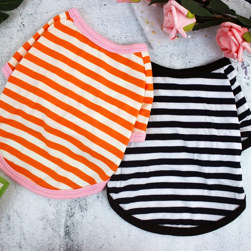 

Classic Dog Clothes Soft T-shirt Thin Vest Striped Round Neck T-shirt For Small And Medium Dogs Pet Puppy Vest T-shirt Dog Cloth