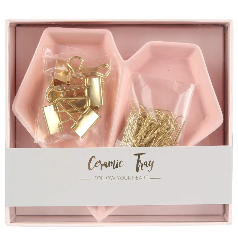 Набор розовых канцелярских принадлежностей для офиса держатель лотка с зажимами