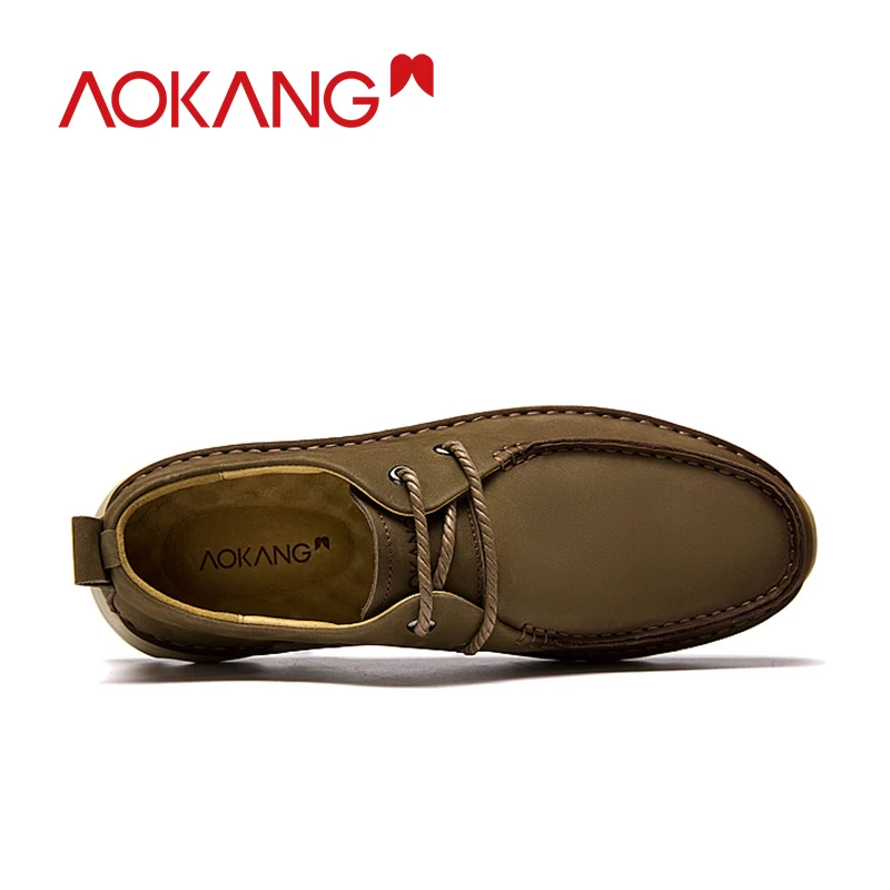 AOKANG 2019 Autumn Casual Shoes Men Oxfords Breathable Loafers Genuine Leather Fashion Lace Up Moccasins | Обувь