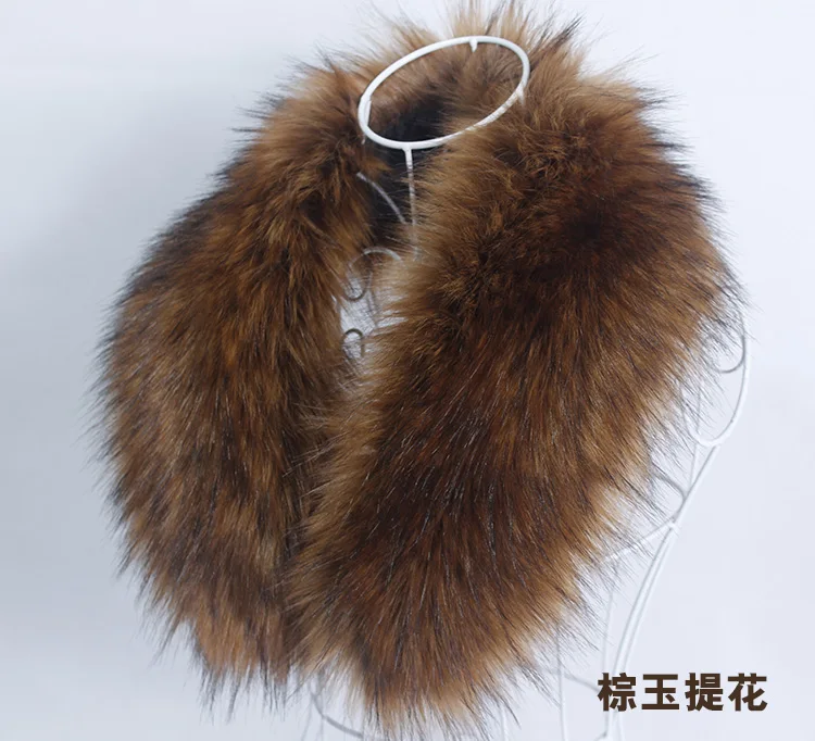 dark brown Qearlstar воротник из искусственного лисьего меха для женщин и мужчин Детское пальто шарф куртка капюшон Теплый меховой Декор роскошный шаль шарфы многоцветный ZKG04 - Цвет: dark brown