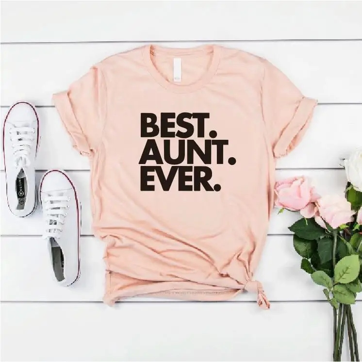 

Best Aunt Ever Women T-shirt Summer Clothes For Female Letter Printing Pattern Tops Lady Crew Neck Plus Size Short Sleeve Kawaii