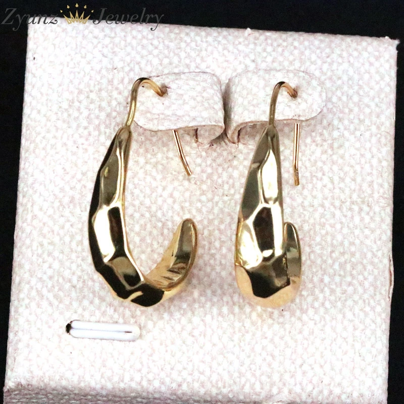 

5 Pairs, Trendy Gold Color Brass Hoop Earrings Chunky Statement Earrings Punk Metal Jewelry