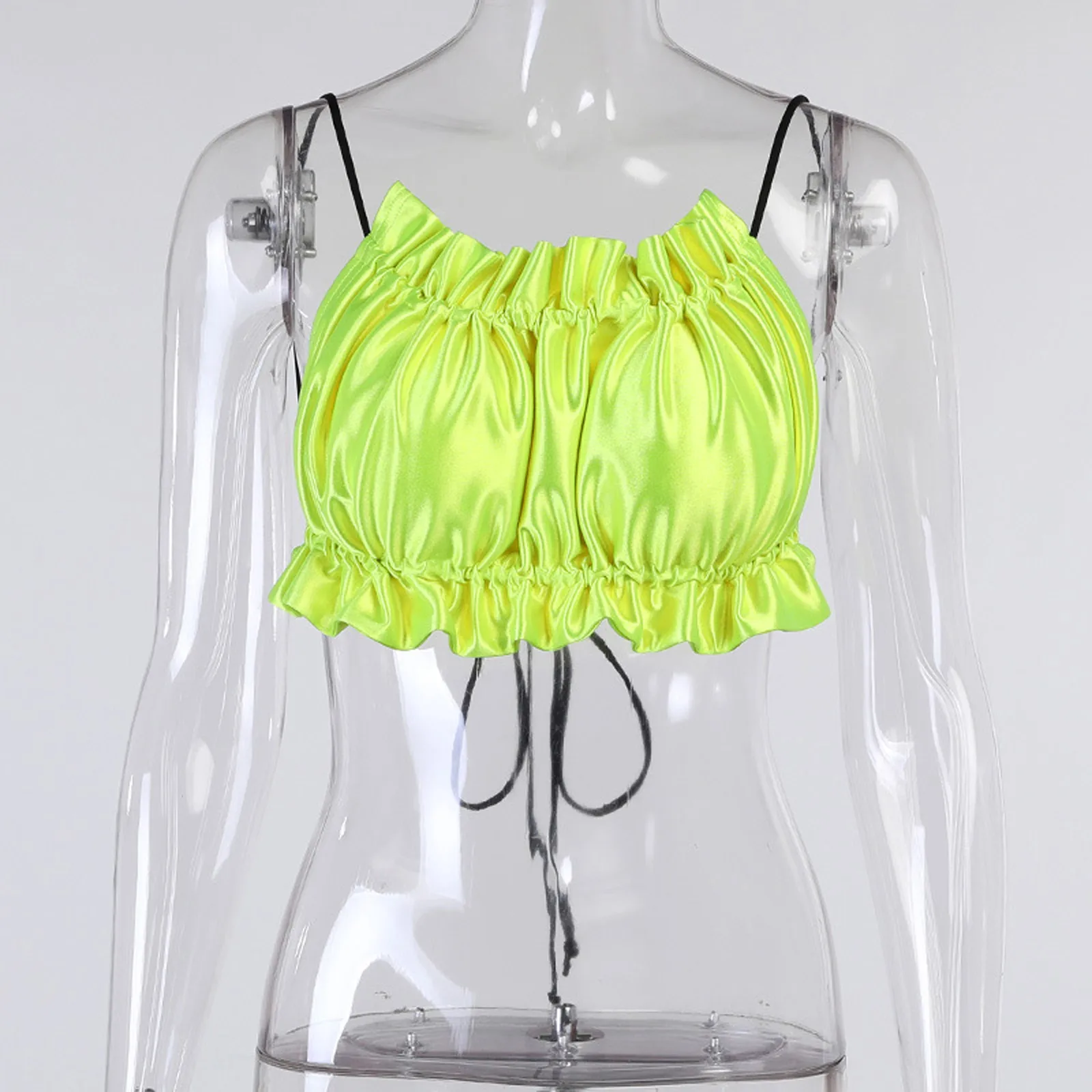 

Women's Solid Color Satin Straps Bottoming Vest Sexy Slim Fit Outer Wear