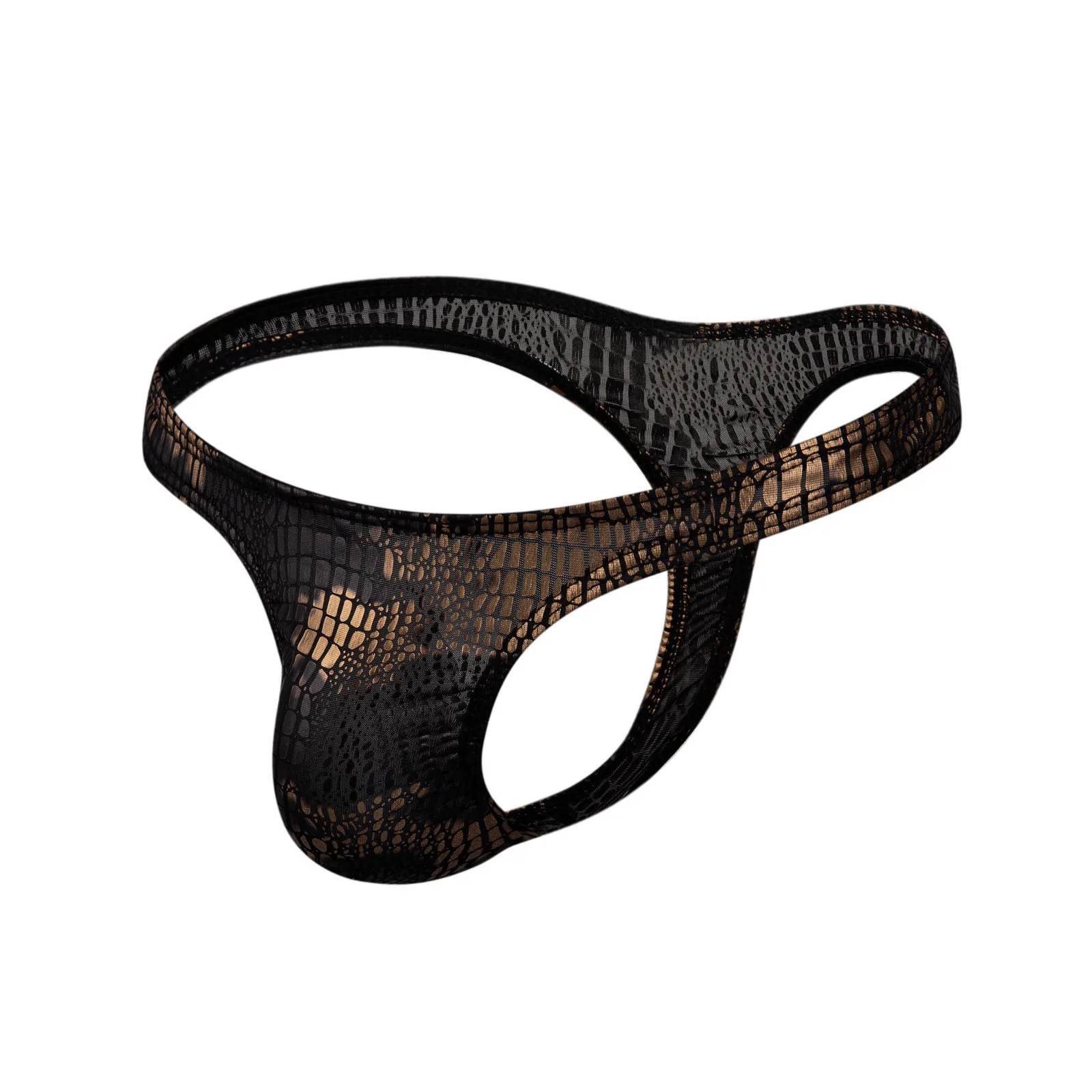 

Гей Для мужчин s сексуальное нижнее белье из искусственной кожи со змеиным принтом Трусики танга мягкий полиэфирные трусы трусики нижнее бе...