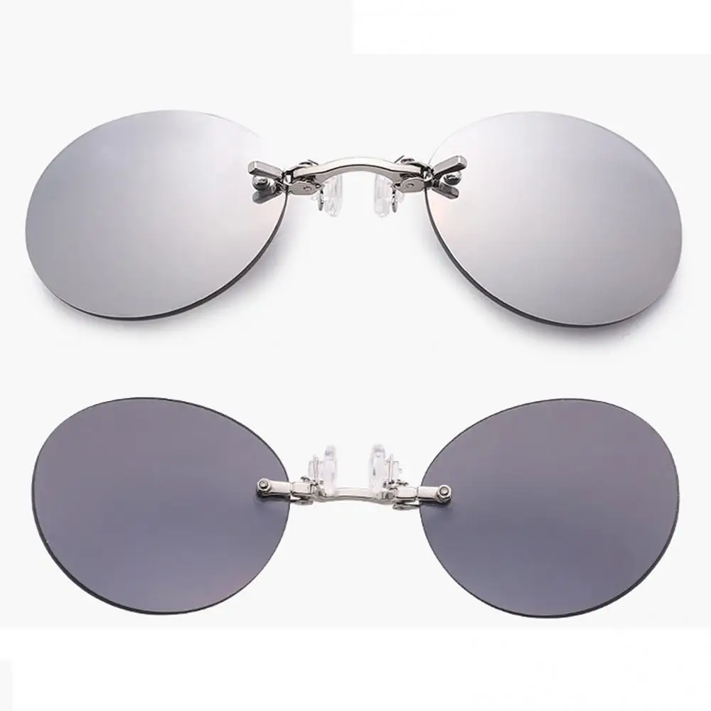 

Fashion Unisex Clip Nose Sunglasses Frameless Anti-reflective Round HD Lenses Glasses Convenient to wear foOutdoor Activities