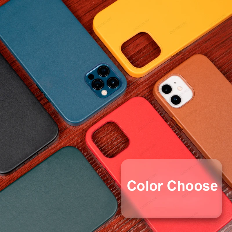 

Genuine Cowhide Leather Case For Iphone 12 Pro Max 12mini Luxury Leather Cases Magnetic Absorption Full Cover Protection Case