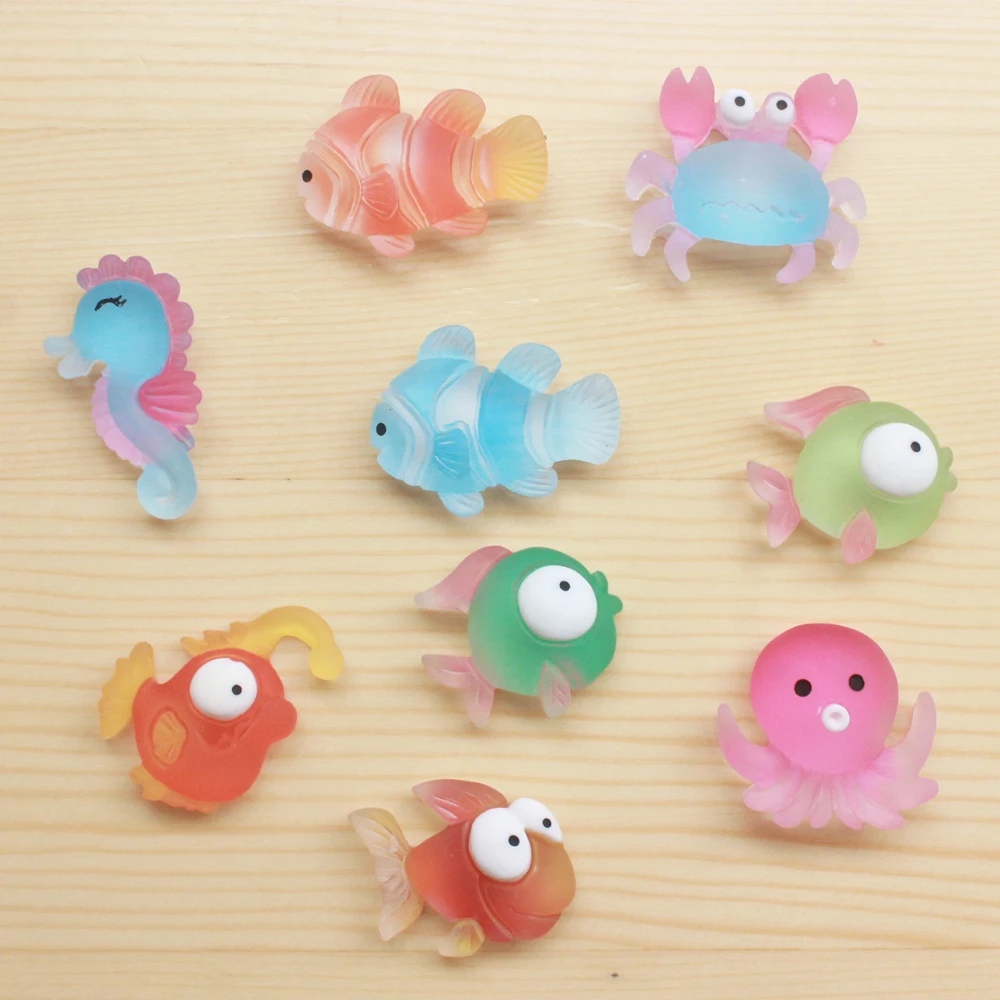 50 шт. 9 разные стили желе Цвет рыбы полимерные Стразы плоские с оборота кабошоном