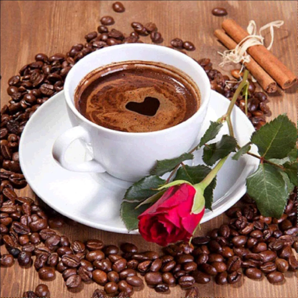 5D алмазов картина DIY полный круг алмазный цветы кофейного оттенка украшение для