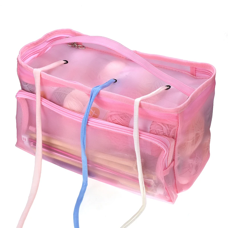 13.8*7.5*5.9 Inch Three Holes Mesh Storage Bag Case For Knitting Tools Woolen Yarn 3 Colors | Дом и сад