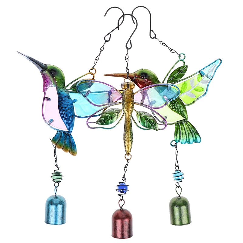 

Hummingbird Wind Chime Handicraft Glass Painting Hanging Decoration Metal Wind Chime Tube Aluminum Tube Creative Decoration