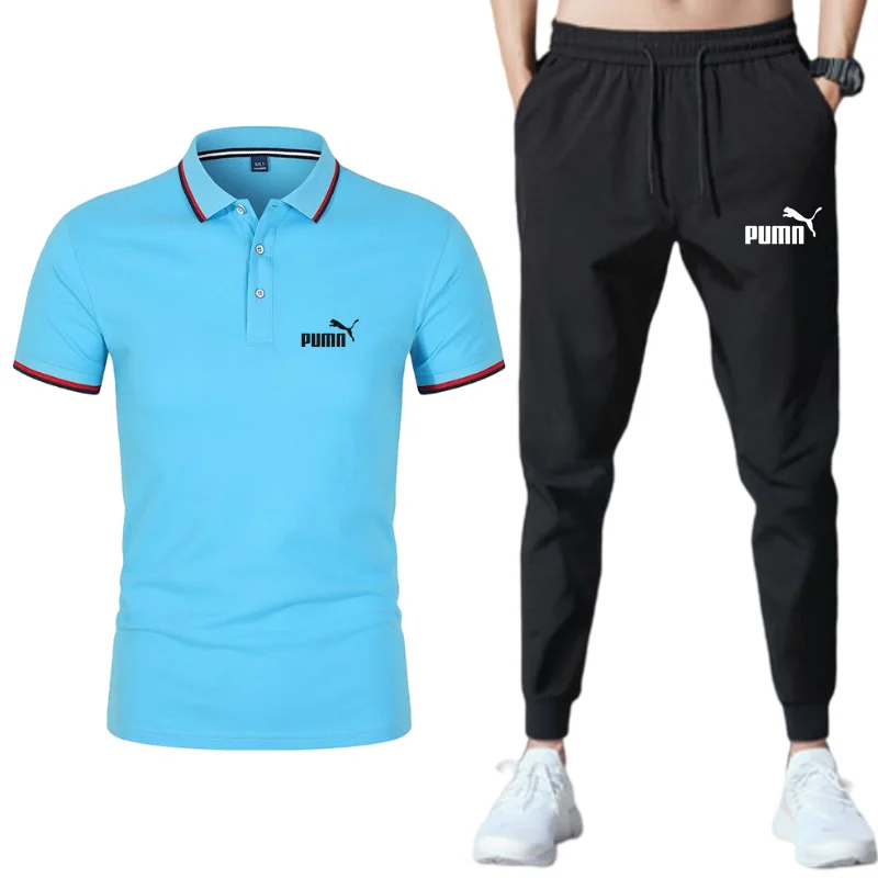 

Men's casual suit 2 PCS quick-drying polo shirt short sleeve T-shirt trousers pant suit men's sportswear summer sportswear