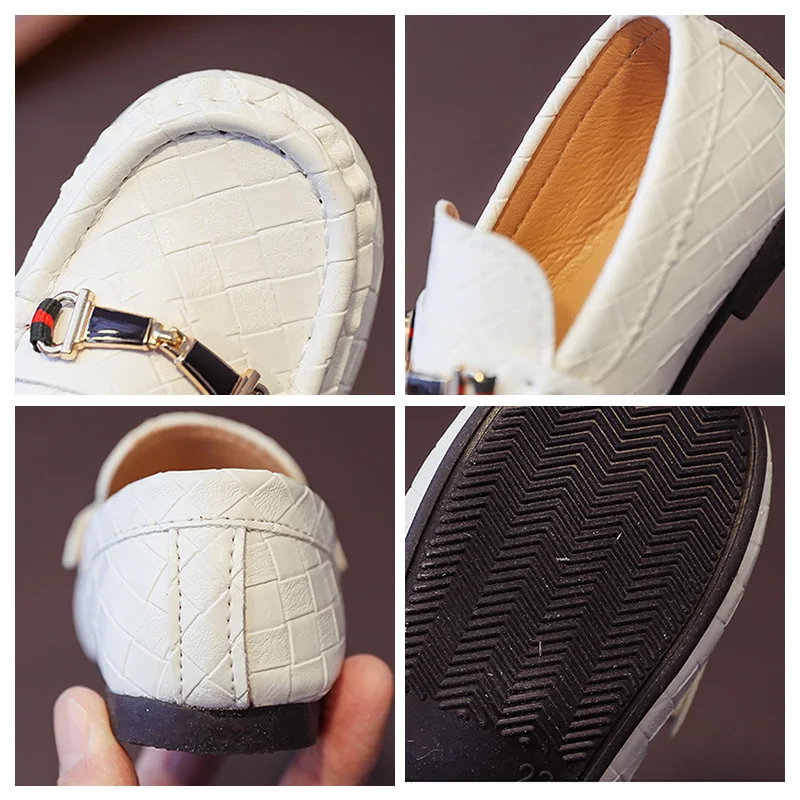 

Spring Children Loafers Boys Girls British Style Braid Texture PU Leather Shoes Autumn Baby Toddler Slip On Flats Single Shoes