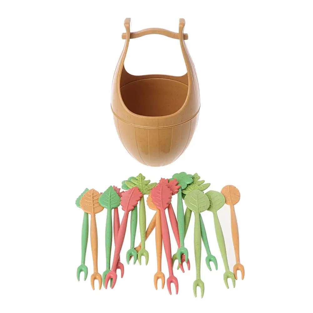 16 шт. в скандинавском стиле пшеничная соломенная бочка листья фрукты вилка ланч