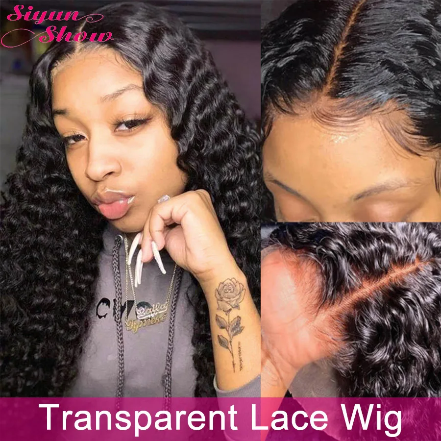 

Siyun Show Deep Wave Frontal Wig 30 Inch Curly Human Hair Wigs 250 Density HD Transparent Lace Wig 13X4 13x6 Lace Frontal Wig