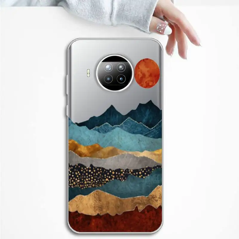 

Mountain Marble Moon Phone Case Transparent for Xiaomi mi Redmi note 10 t 8 9 pro lite 11 Samsung S 8 9 10 20