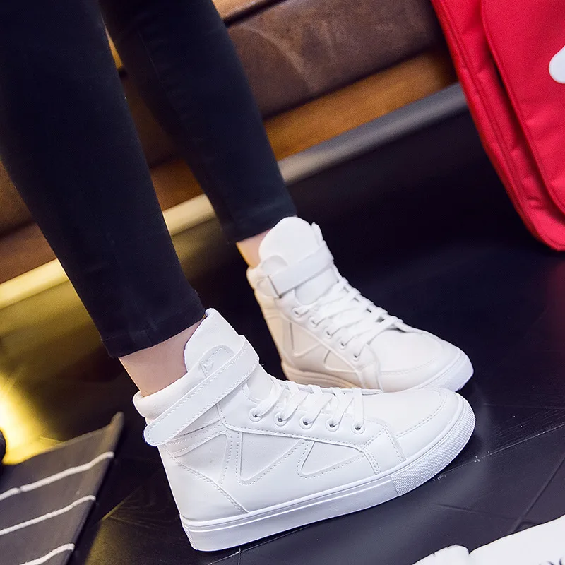 QWEDF высокие кеды из PU искусственной кожи женская повседневная обувь белого цвета