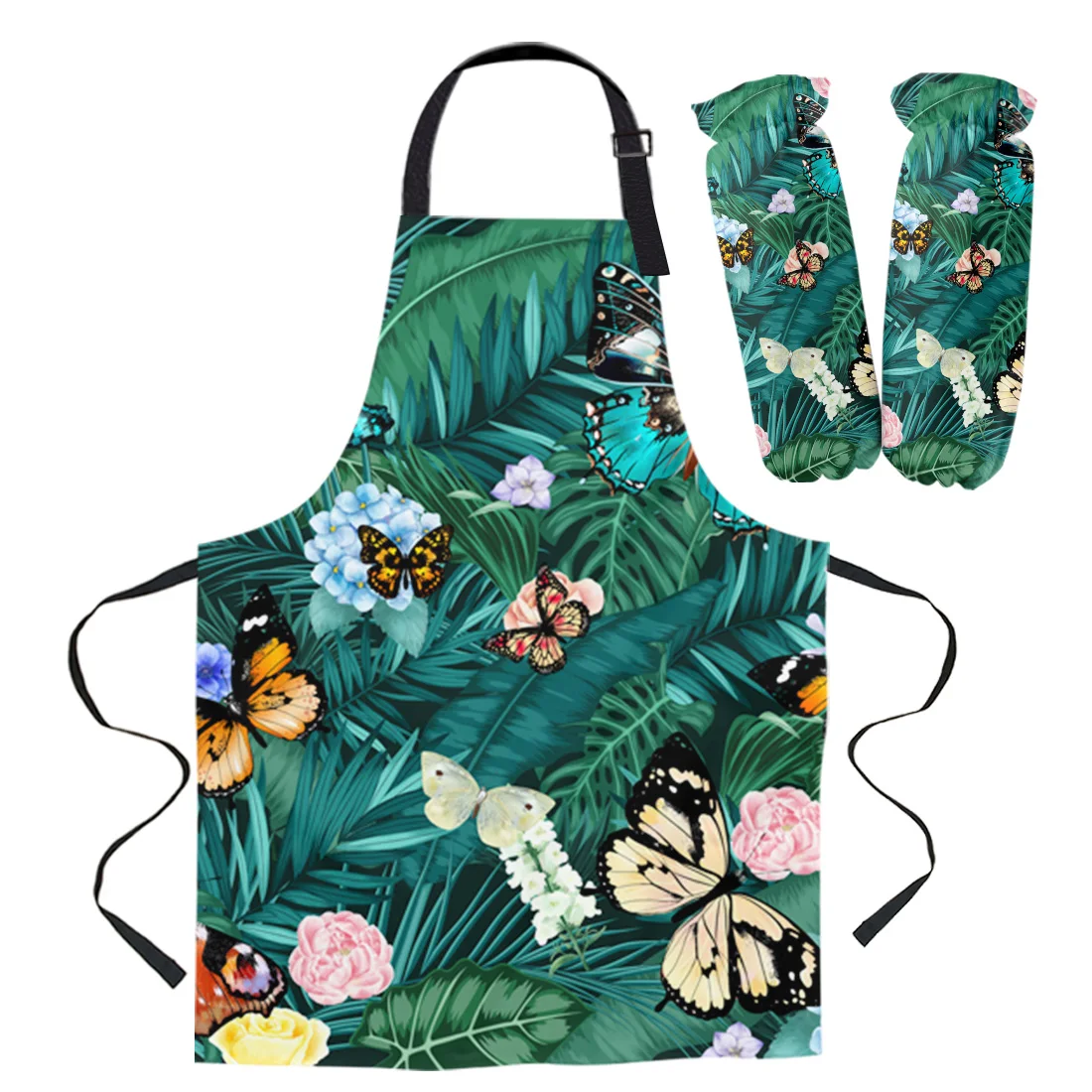 Фартук Оставьте бабочку для тропических растений Кухонный шеф-повара женщин