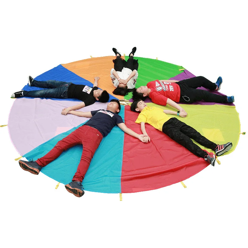 

Diameter Outdoor Rainbow Umbrella Parachute Toy Jump-Sack Ballute Play Teamwork Game Toy For Kids Gift Hot Sale 2M/3M/3.6M/6M