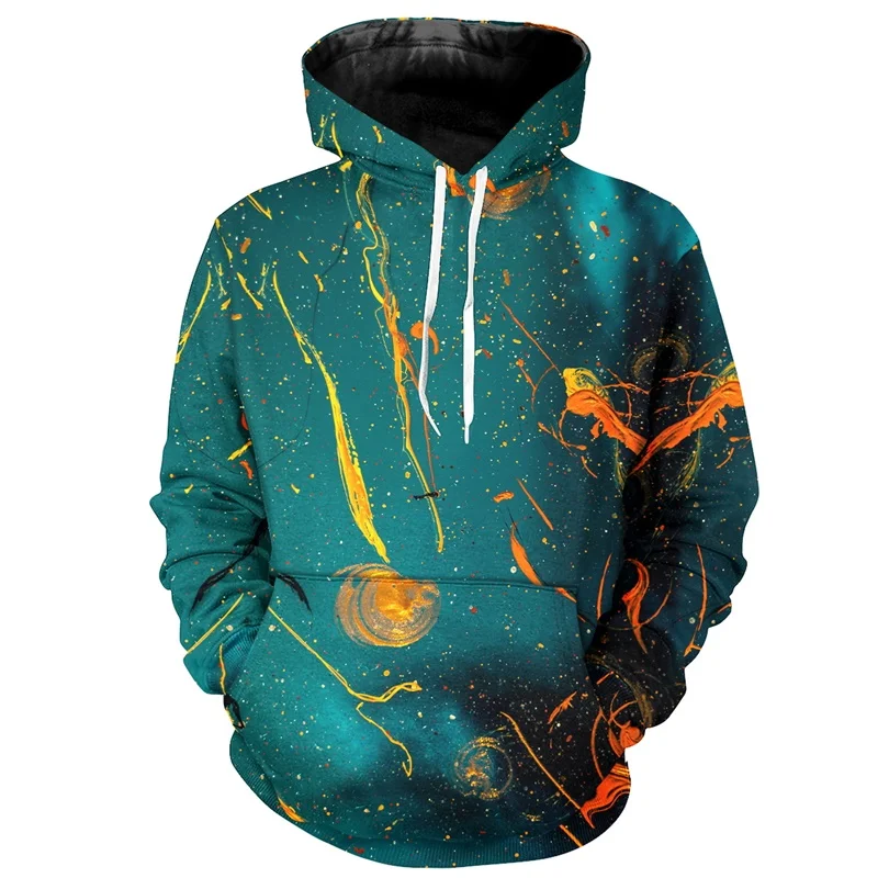 

Мужская толстовка с капюшоном в облачном стиле с 3D принтом, с масляной росписью, пуловер с длинными рукавами, уличная одежда из полиэстера с ...