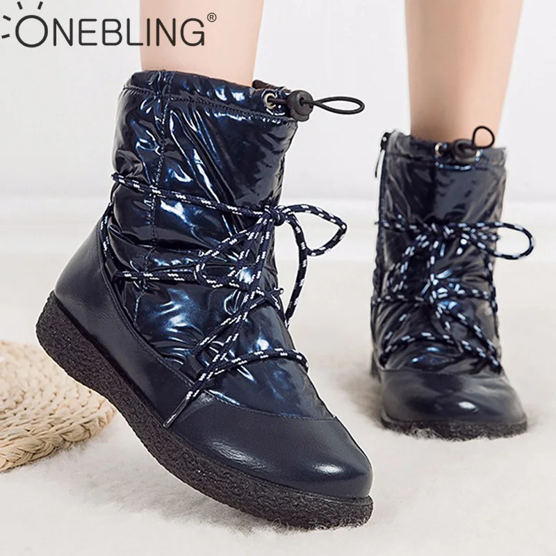 OneBling/теплые плюшевые женские ботильоны из искусственной кожи зимние