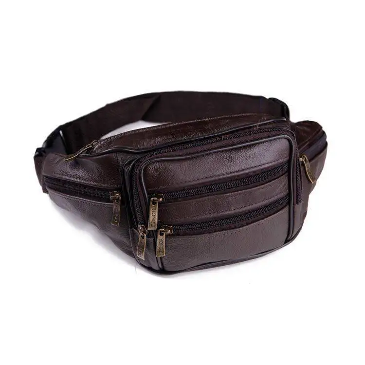 brown waist bag Поясная сумка мужской кошелек из натуральной кожи мото& байкер Мужские дорожные сумки Бум Сумка банан водонепроницаемые поясные сумки для мужчин C41 - Цвет: brown waist bag