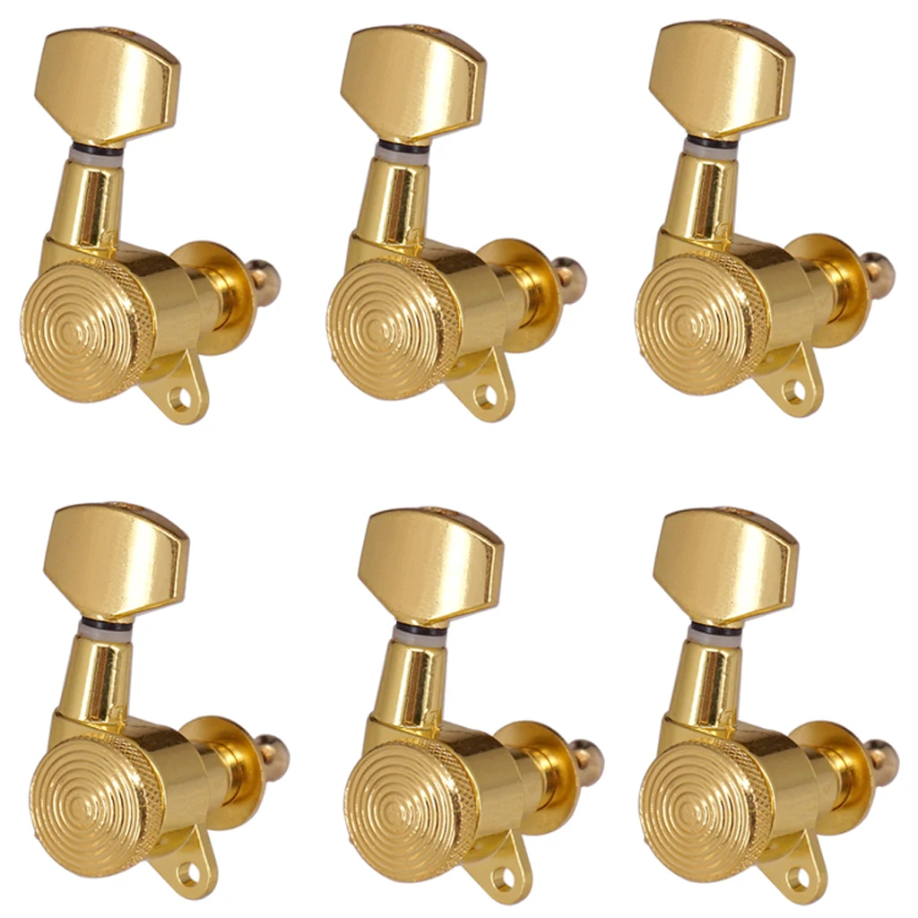 

Golden Electric Guitar Pickguard Scratchplate+6R Sealed Gear Tuning Pegs