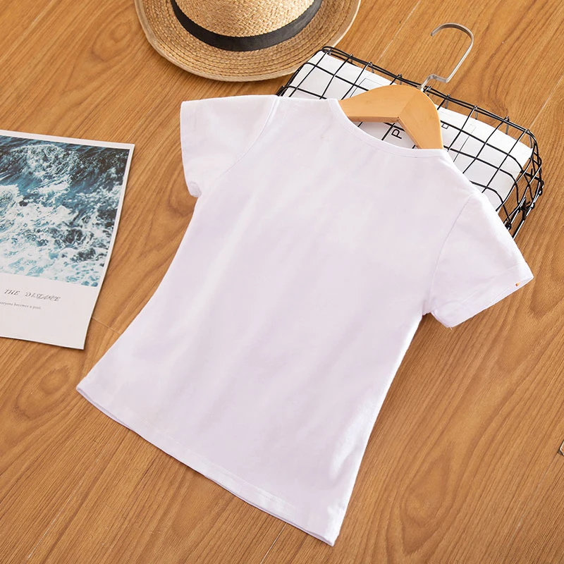 Футболка с единорогом для маленьких девочек топы, футболка для маленьких девочек футболки для крупных девочек детские летние хлопковые футболки с короткими рукавами для девочек возрастом от 3 до 8 лет