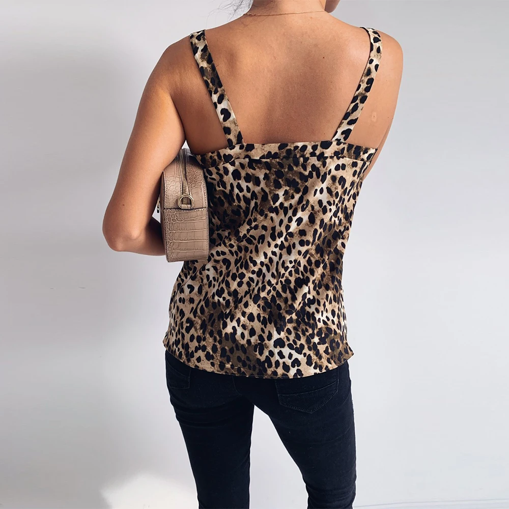 Женский топ на бретелях Женская мода 2020 Леопардовый принт сексуальный женский