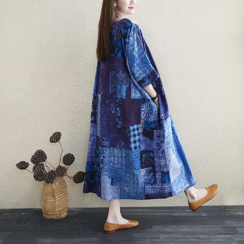 

Women's Summer Size 2021 Loose Fit Style 200 Dress Slim Vintage Girls Plump plus Jin Robe Korean Printed Dress Vintage