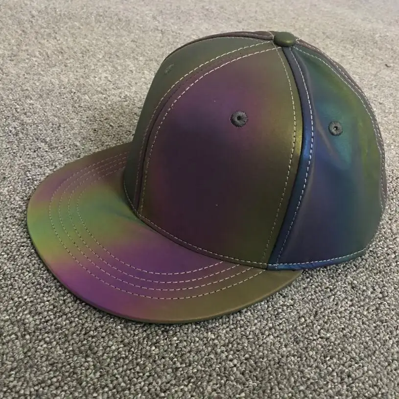 Высококачественный цветной, отражающий бейсболки хип-хоп snapback мужские и женские радужные Цветные Светоотражающие шапки уличная Прямая