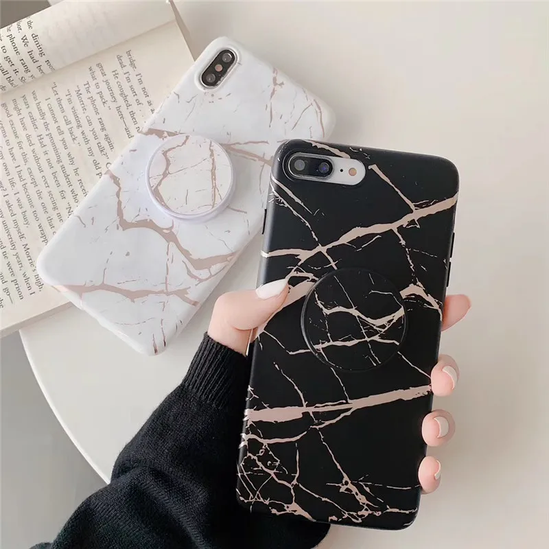 Роскошные золотые полосы мрамор с эффектом трещин держатель телефона чехол для