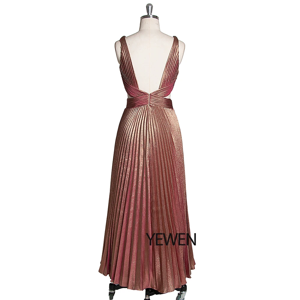 V-Neck Sleeveless Prom Dresses A Line Sexy Backless Elegant Ankle-Length Formal Evening Party Dress Vestidos De Fiesta