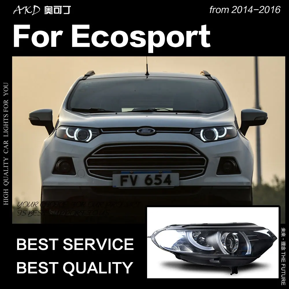AKD автомобильный Стайлинг для Ford Ecosport 2014 брендовый светодиодный сонар фара DRL Hid