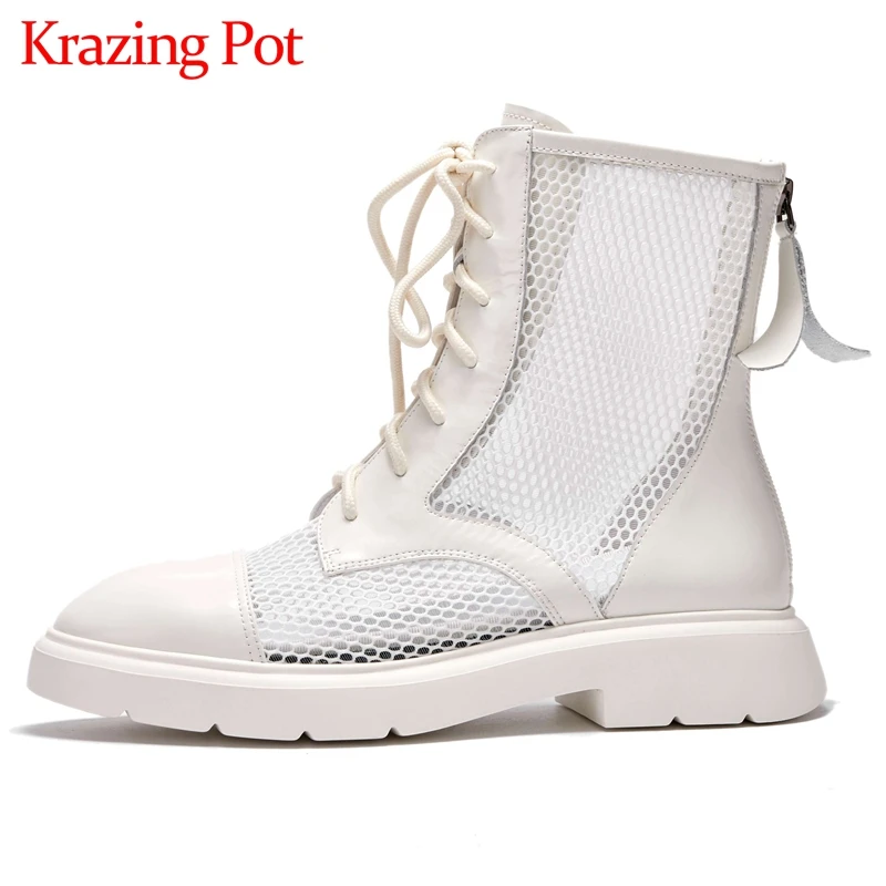 

Женские ботильоны из натуральной кожи на среднем каблуке, с круглым носком