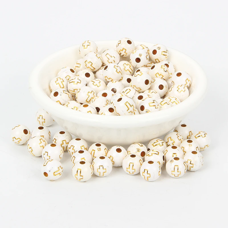 

50Pcs 8mm Mixed Color Cross Acrylic Beads For Jewellery Marking Loose Spacer Beads Bracelet Necklace Charm Jewelry Finding