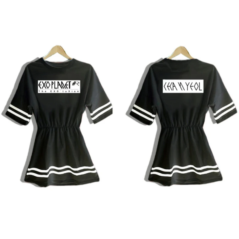 Mainlead EXO PLANET 2 платье Весна Лето короткий рукав женский свободный топ + мини Vestidos| |