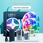 Светодиодная лента RGB SMD 3528, гибкая лента с контроллером, цветная Водонепроницаемая светодиодная лента с 24 кнопками, 44 кнопки, 5 м, 10 м, 15 м, 20 м