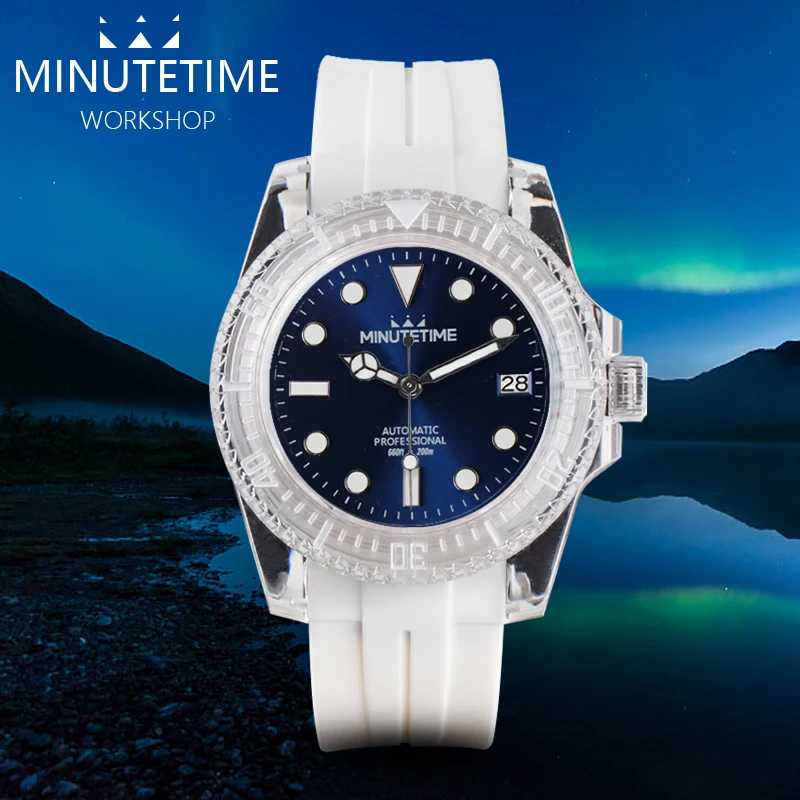 

Мужские механические Автоматические наручные часы NH35 Move Men t montre механические часы mecanico акриловый чехол зеленый светящийся G Sunray циферблат