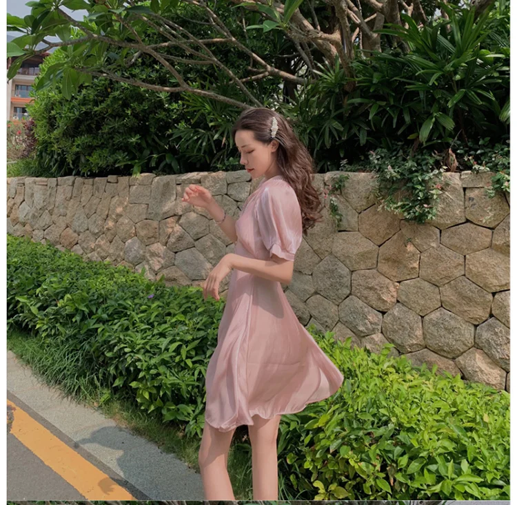 

New Beautiful V-Neck Shirt Dresses Women Summer Sexy Club Party Night Wear Date Mini Dress Girls Lolita Cute Vestidos Robe Femme