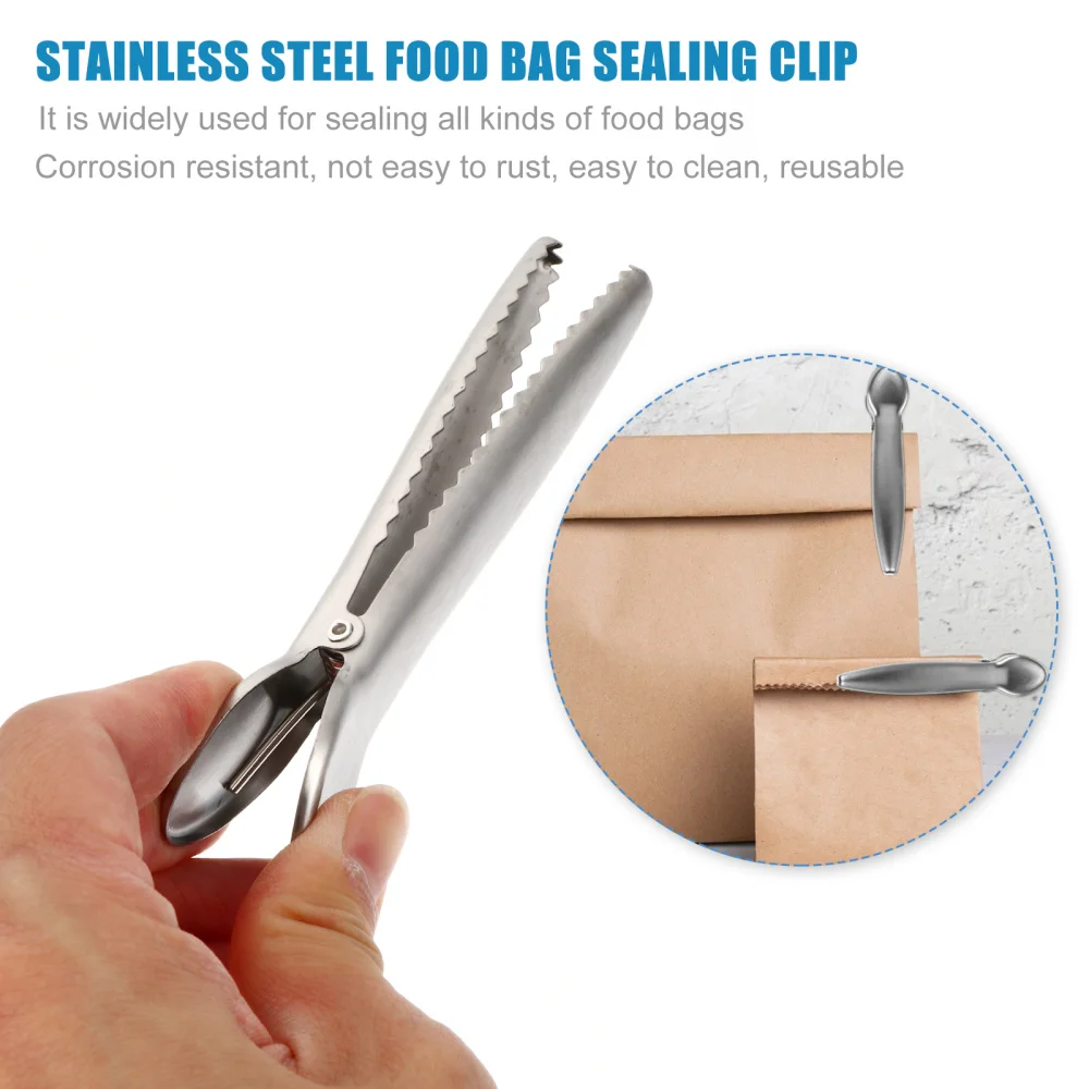 

1 Set 10Pcs Stainless Steel Sealing Clips Fresh-keeping Food Bag Clips (Silver)