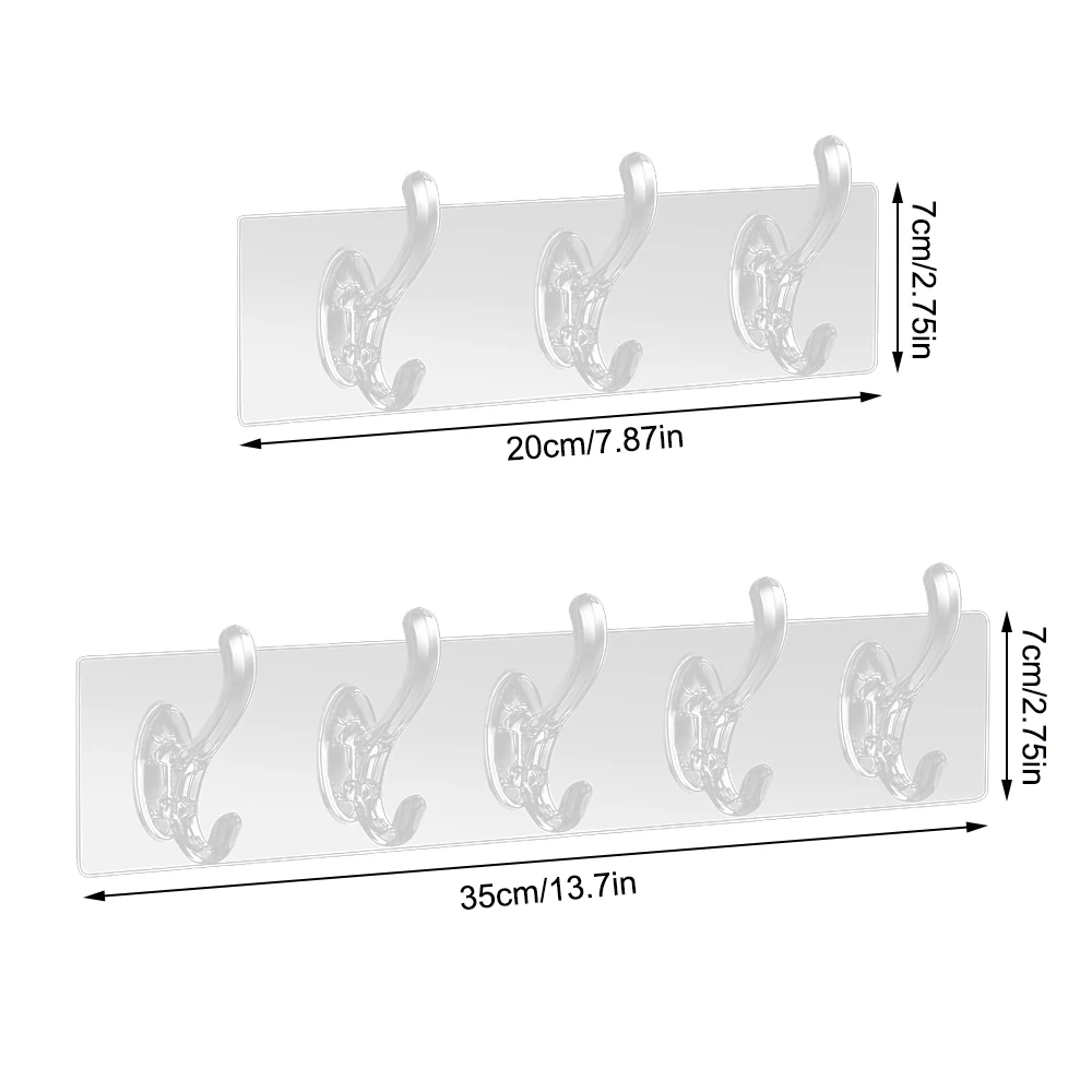 

5pcs Transparent Strong Self Adhesive Door Wall Hangers Hooks Strong Sticking Hook Kitchen Bathroom Storage Holder