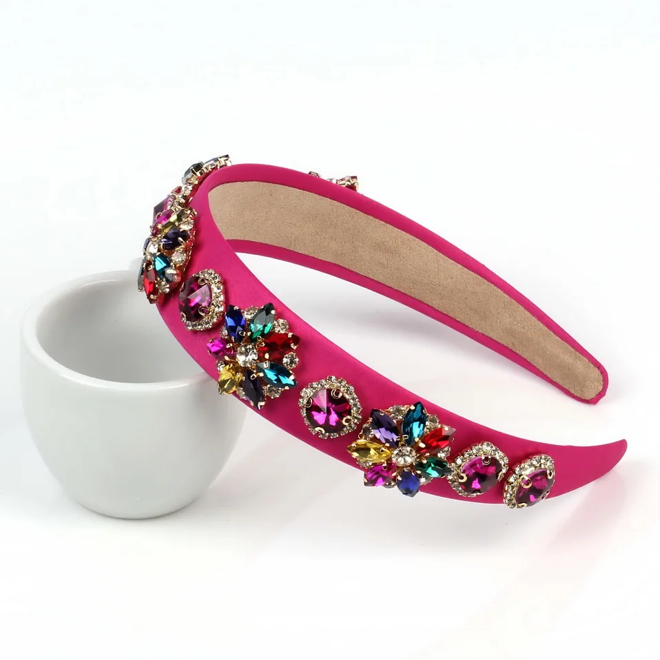 Женский ободок с цветными стеклами стразами ручной работы Ювелирное