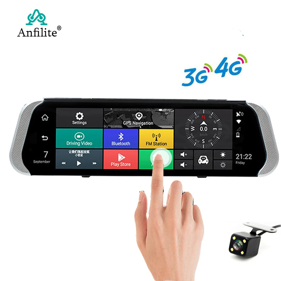 Anfilite 10 дюймов 4G ADAS Android Приборная панель автомобиля DVR GPS навигация FHD 1080P двойной