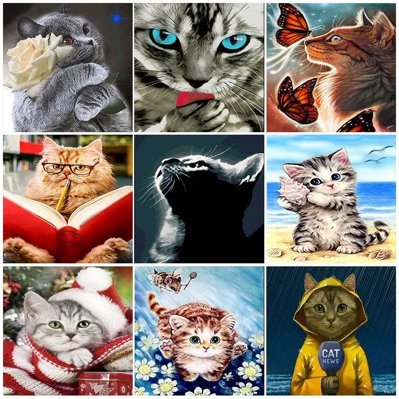 

Cat картины по номерам 40*50 Home Decor Painting By Numbers Oil Drawing On Canvas Portrait Wedding Family Pet Photos