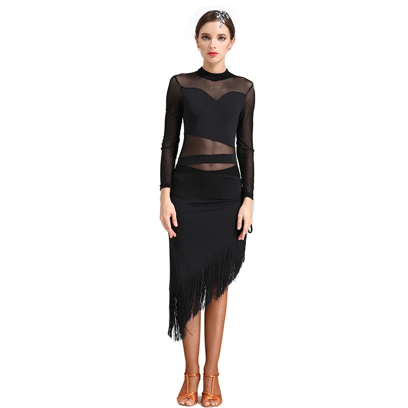 

Latin Dance Dress Women Fashion Tango Cha Cha Salsa Samba Rumba Fringe Dresses Performance Outfit Ballroom Practice Wear DC4408