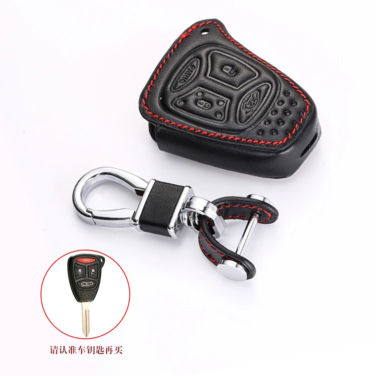 

Кожаный чехол для автомобильных ключей, чехол для Jeep Commander Cherokee Grand Chrysler 300 осина Dodge Зарядное устройство Durango 4 кнопки чехол дистанционного брелока сумка