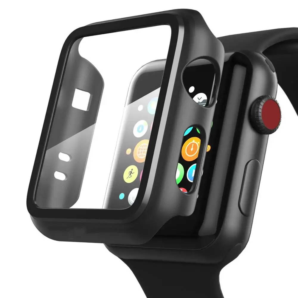 Tempered glass Case for Apple watch series 5 4 3 2 matte Plastic bumper hard frame cover iwatch 44mm 40mm 38mm 42mm Accessories | Наручные