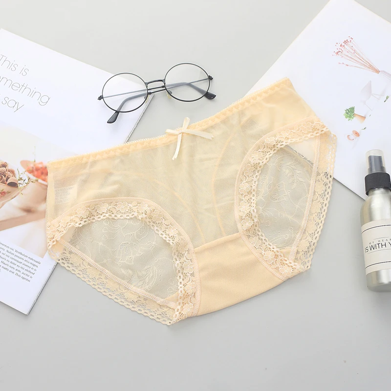 

Lace Sexy Panties Ultra-Thin Transparent Flower Embroidered Patterned Underwear Seamless Briefs